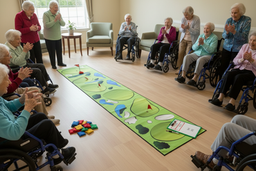 Bean Bag Golf with seniors cheering