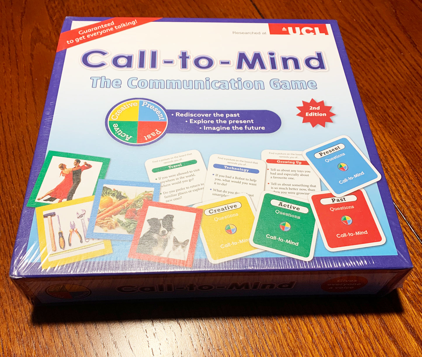 Call to Mind conversation card game box featuring colourful design for dementia patients and memory care activities