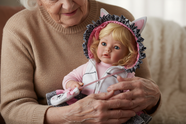 Close-up of Sweet Mary doll therapy doll