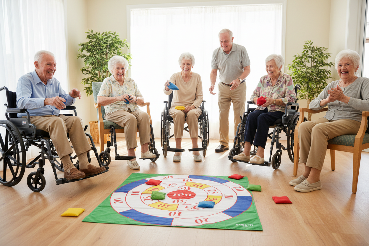 Six seniors playing Target Toss