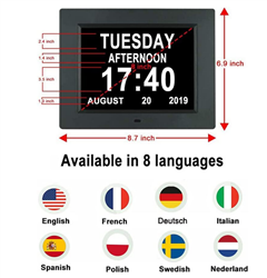 2-in-1 Calendar and Day Clock Plus with Reminder Assistance