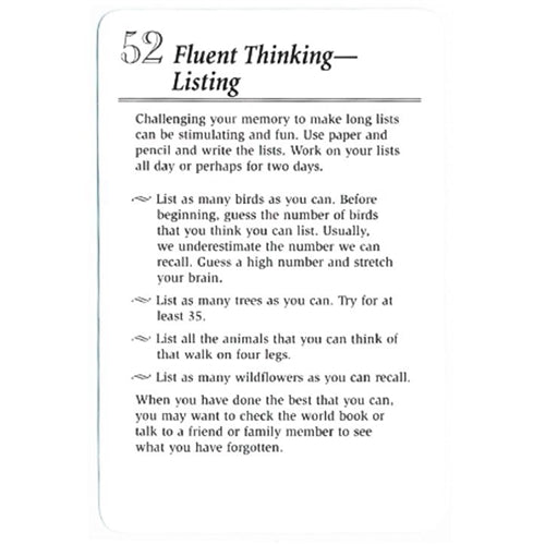 Aerobics For The Mind: Mental Fitness Cards