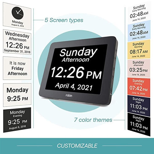 Dementia Day Clock with Voice Reminders - Memory Aid for Alzheimer's