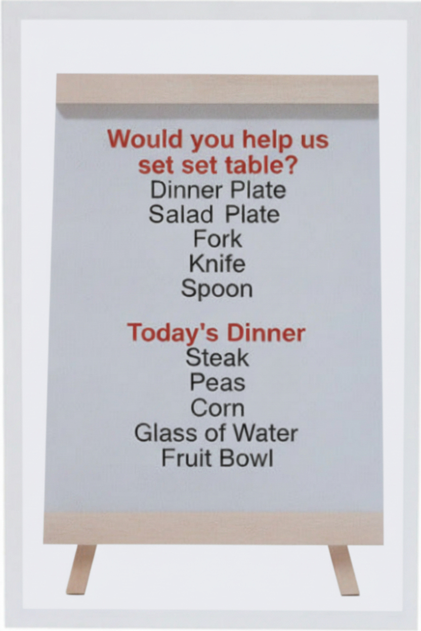 set the table and dinner menu