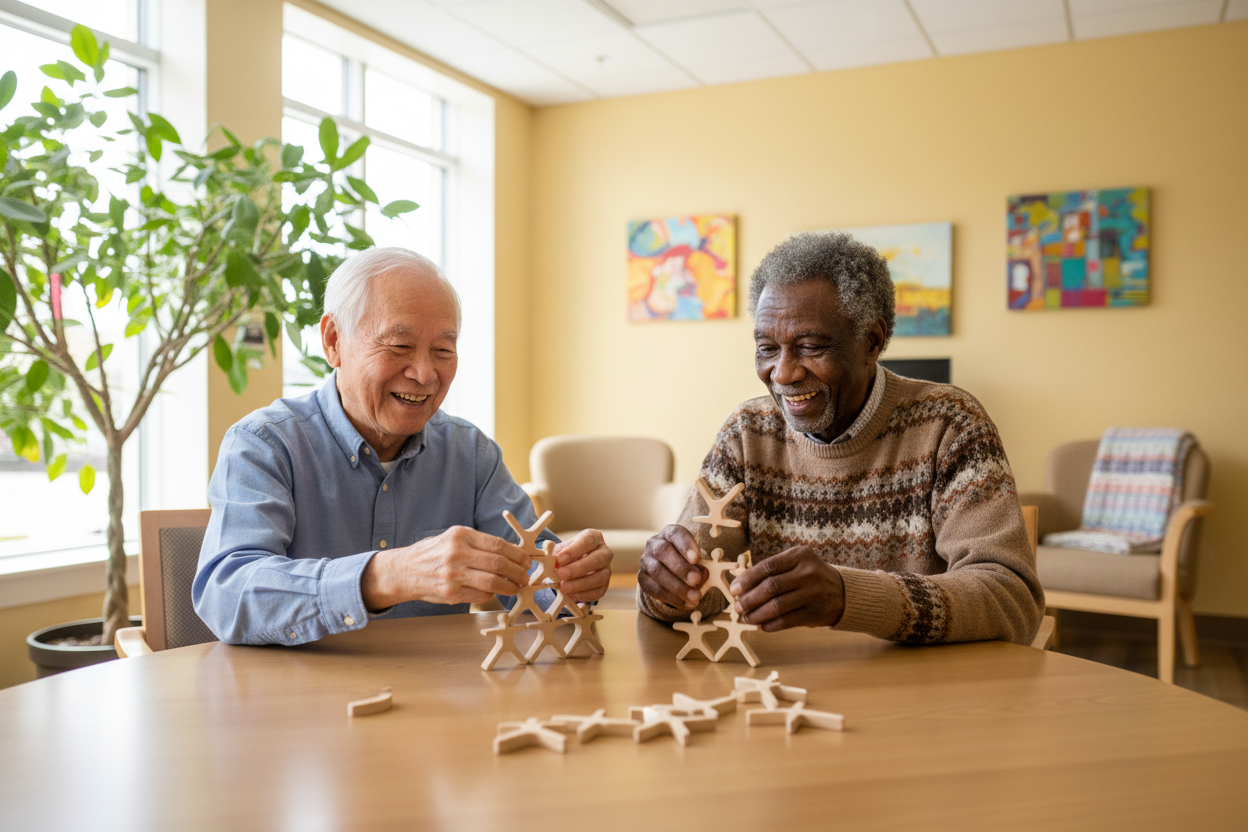 men playing Grip and Stack Therapy Set