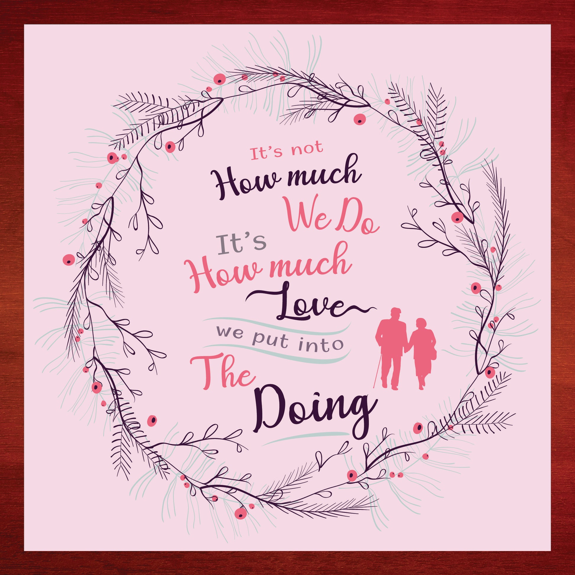 Motivational quote with decorative elements on a pink background