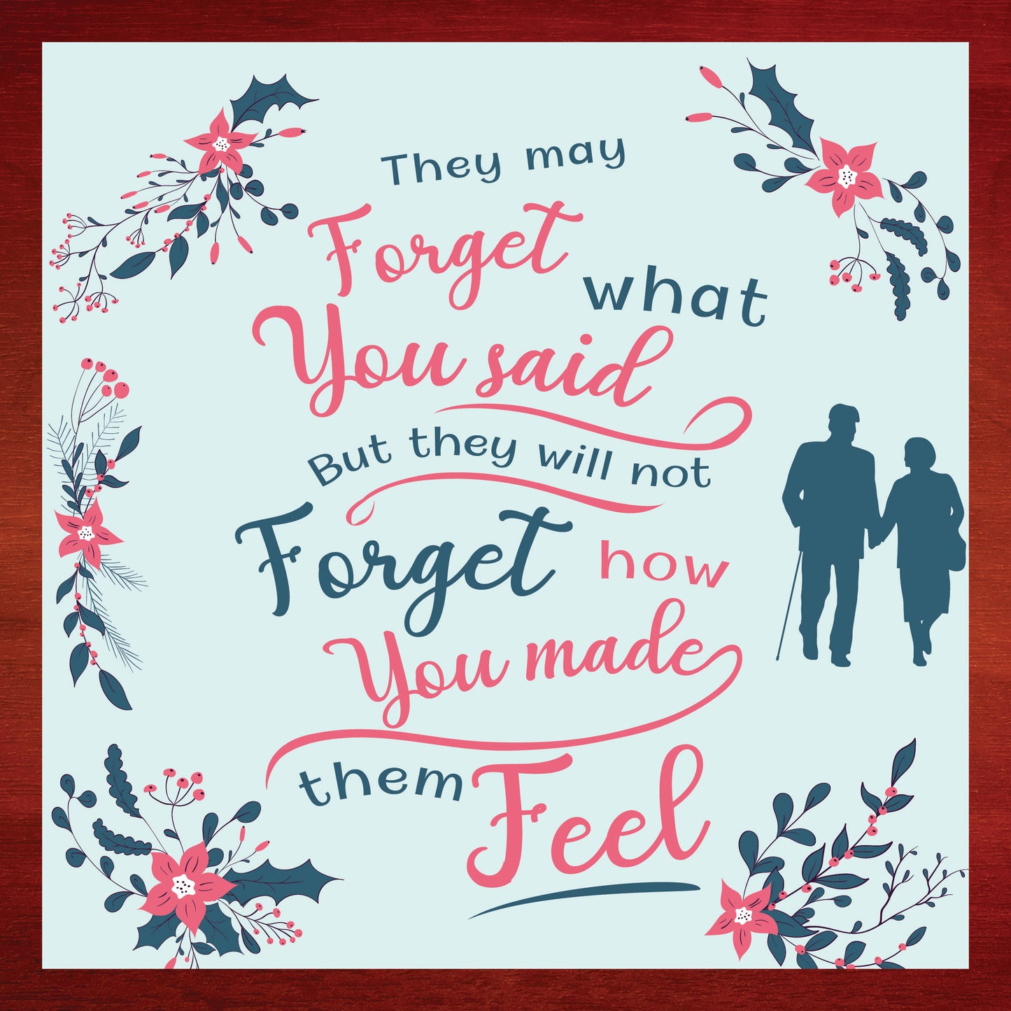 Motivational quote with floral design and silhouette of a couple inspiration collection.