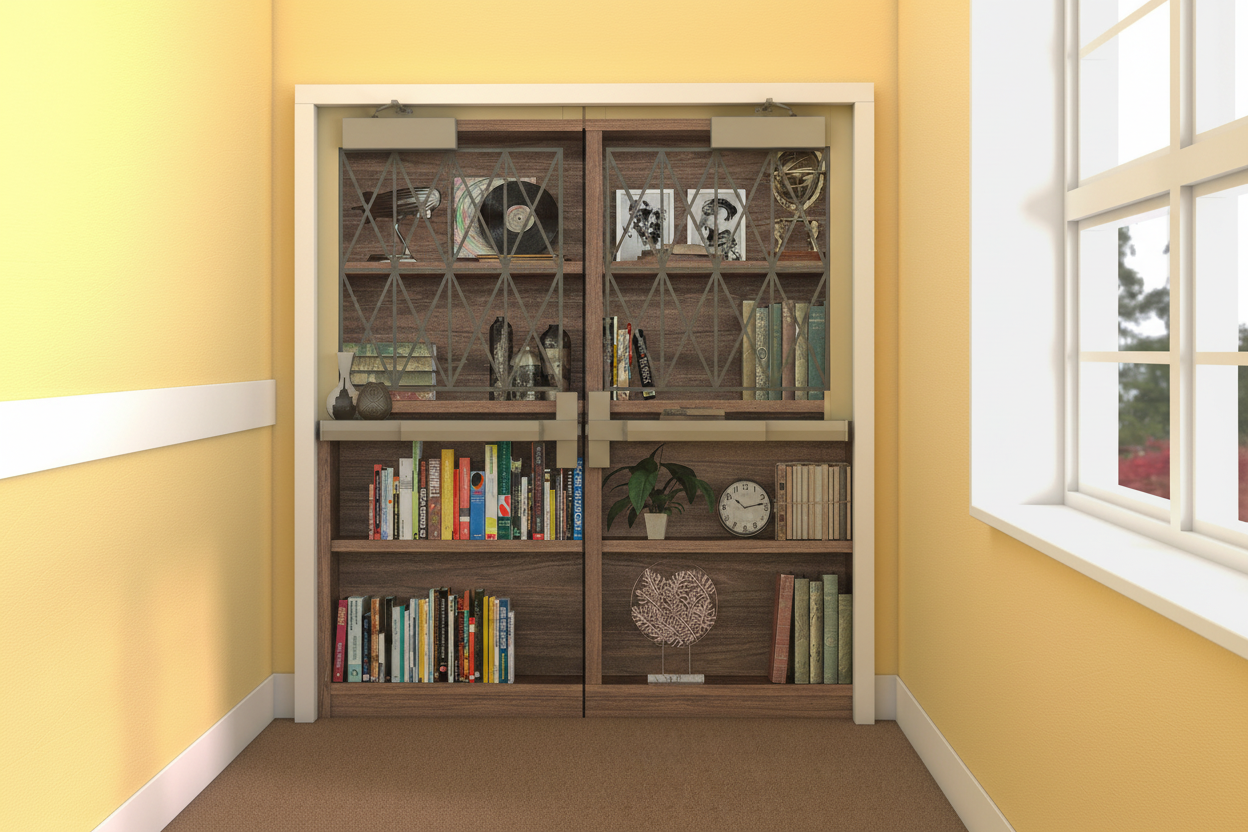 Bookcase Double Door Mural on door