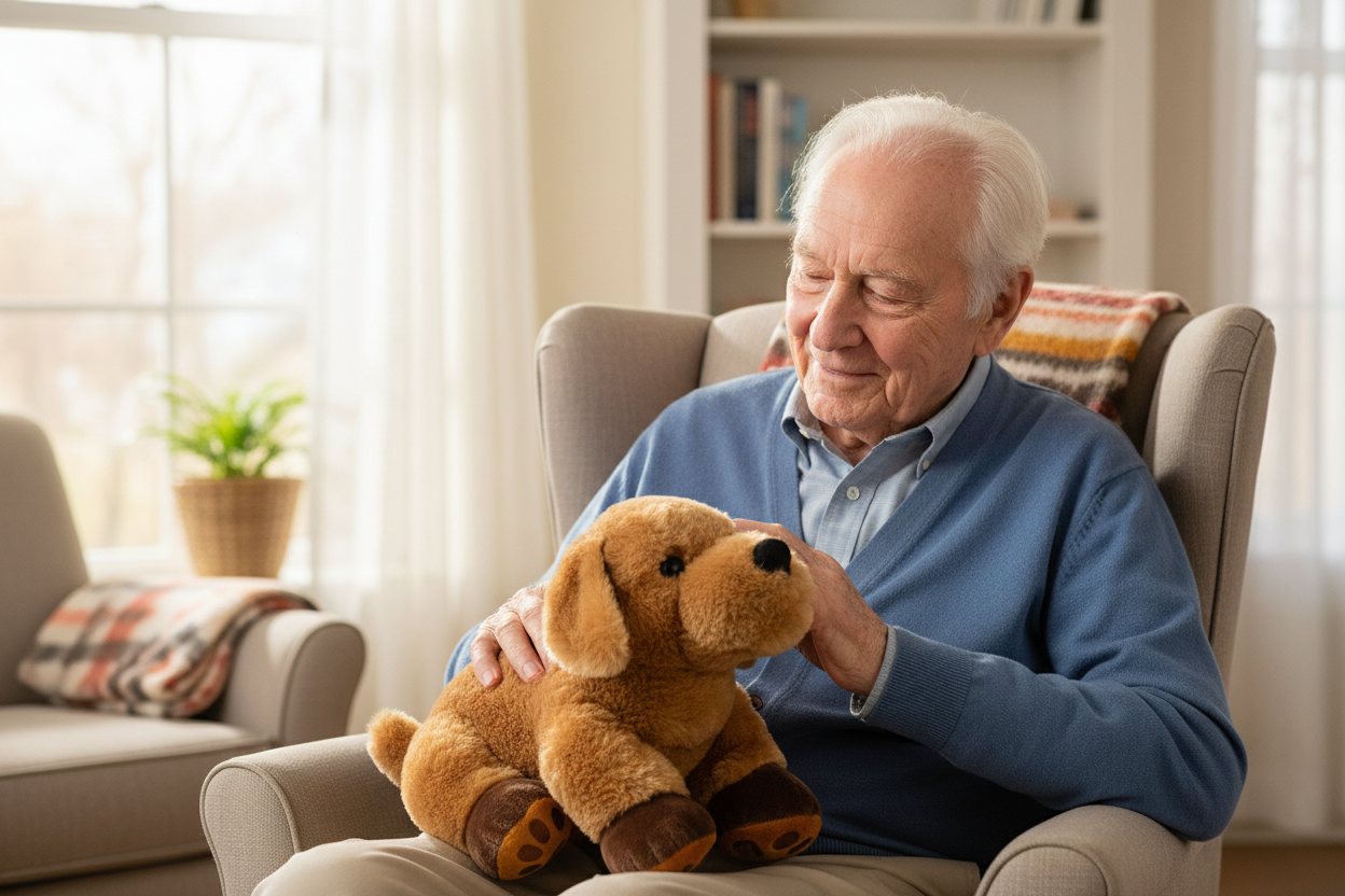 Elderly Man with Weighted Puppy - Horizontal