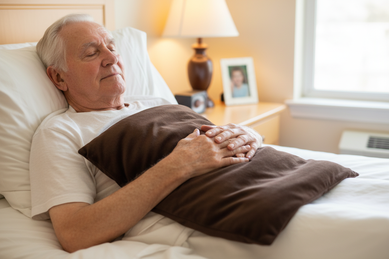 Man lying in bed Warming Body Pad