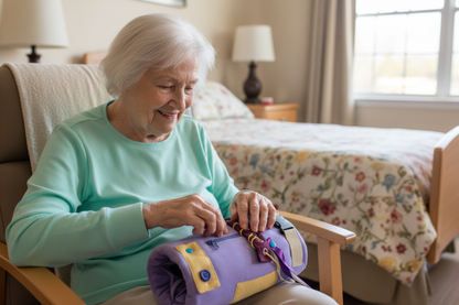 Elderly Woman with 17 inch Lavender Hand Muff - Different Shirt