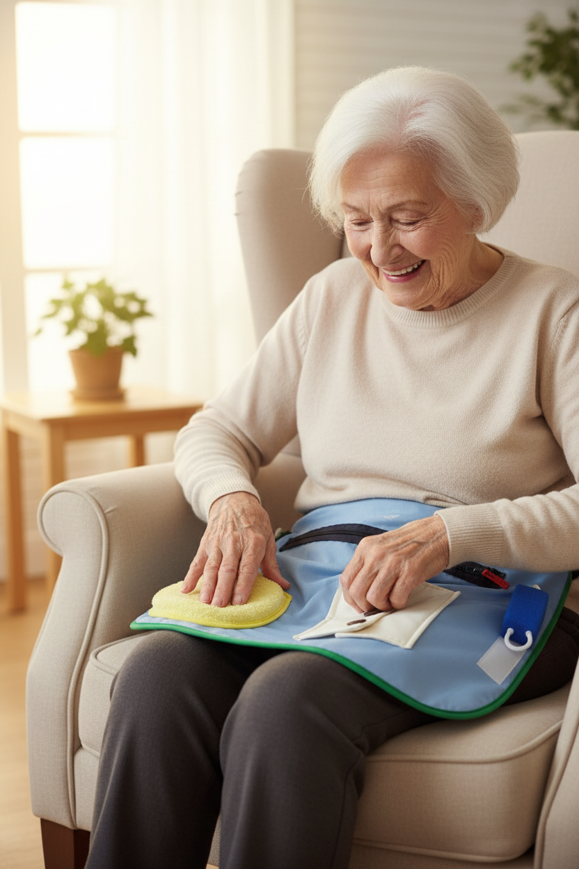 Elderly Woman with Activity Apron