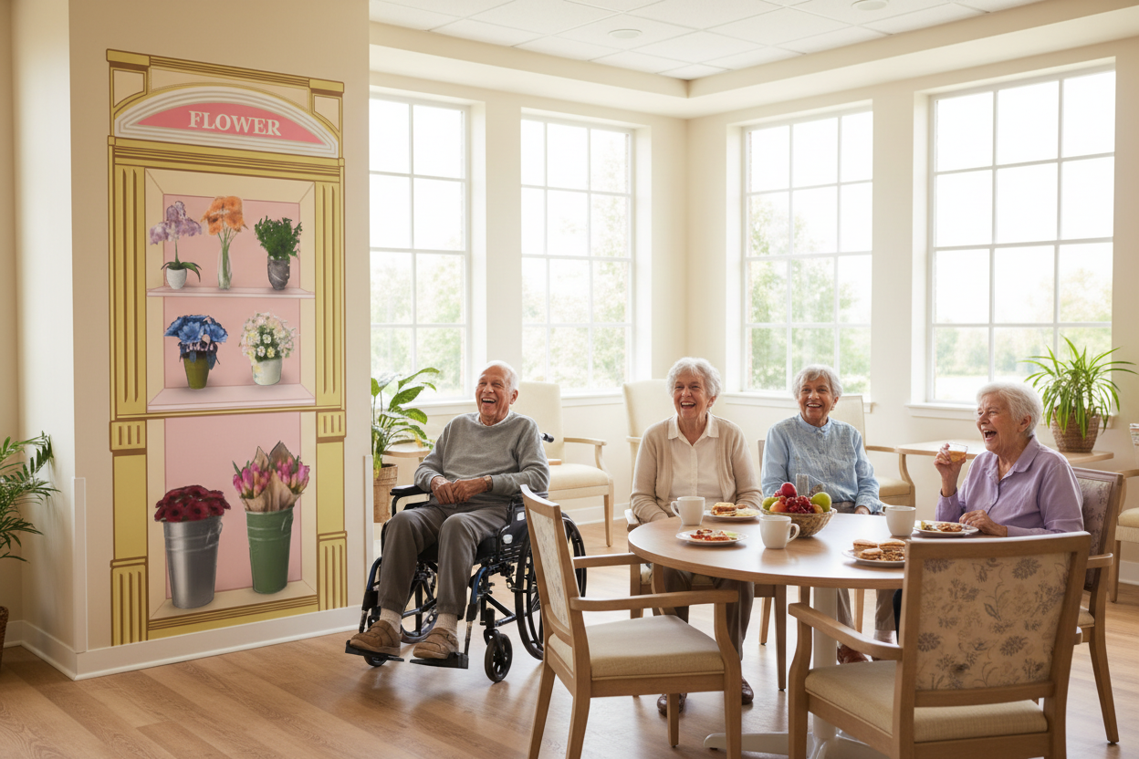 Flower Mural with Really Happy Seniors