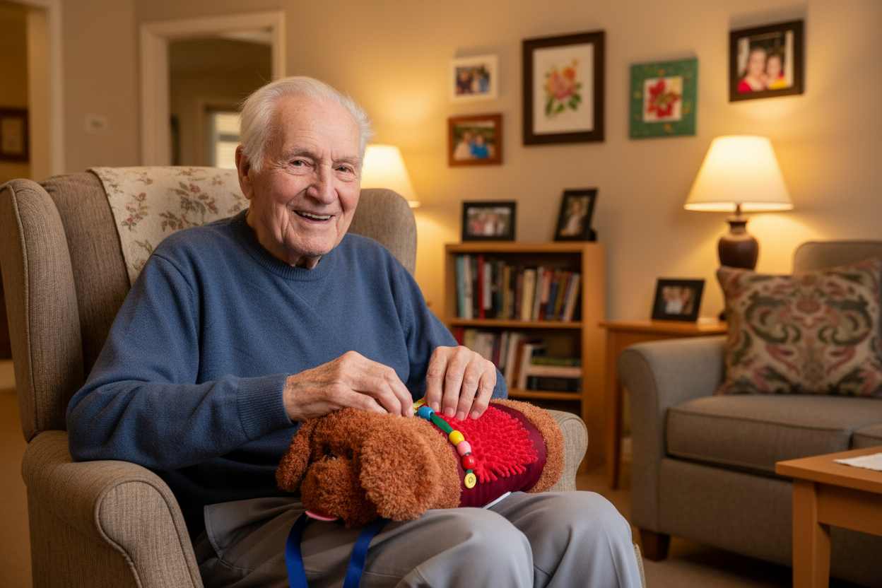 man-playing-with-comfort-muff-dog