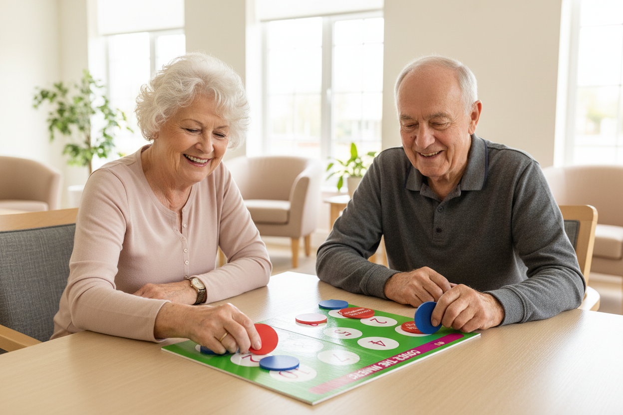 Seniors playing Cover the Numbers without dice