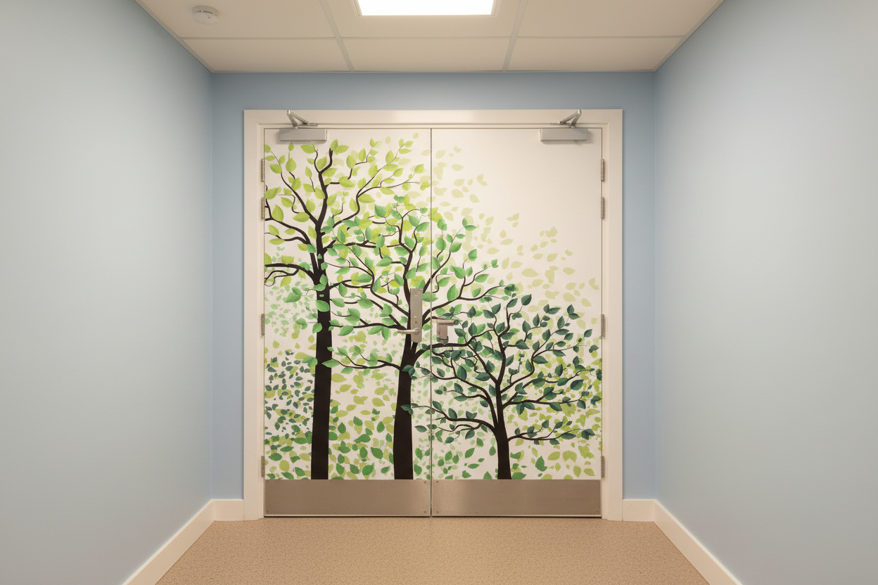 Trees Double Door Mural on door