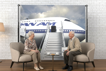 Two elderly Polish seniors with second vacation scene